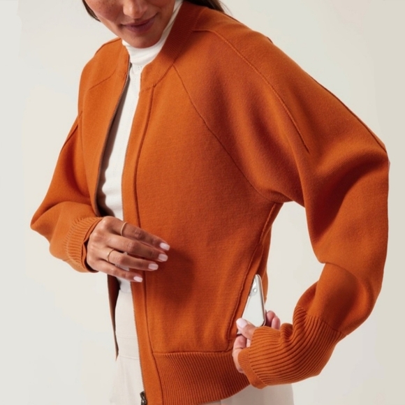 Athleta Foliage Orange Sequoia Sweater XL NWT - Picture 3 of 11